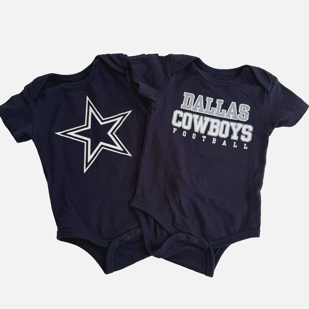 Set of 2 Baby Boys NFL Dallas Cowboys Bodysuit Bundle Blue Logo Creeper Size 9M